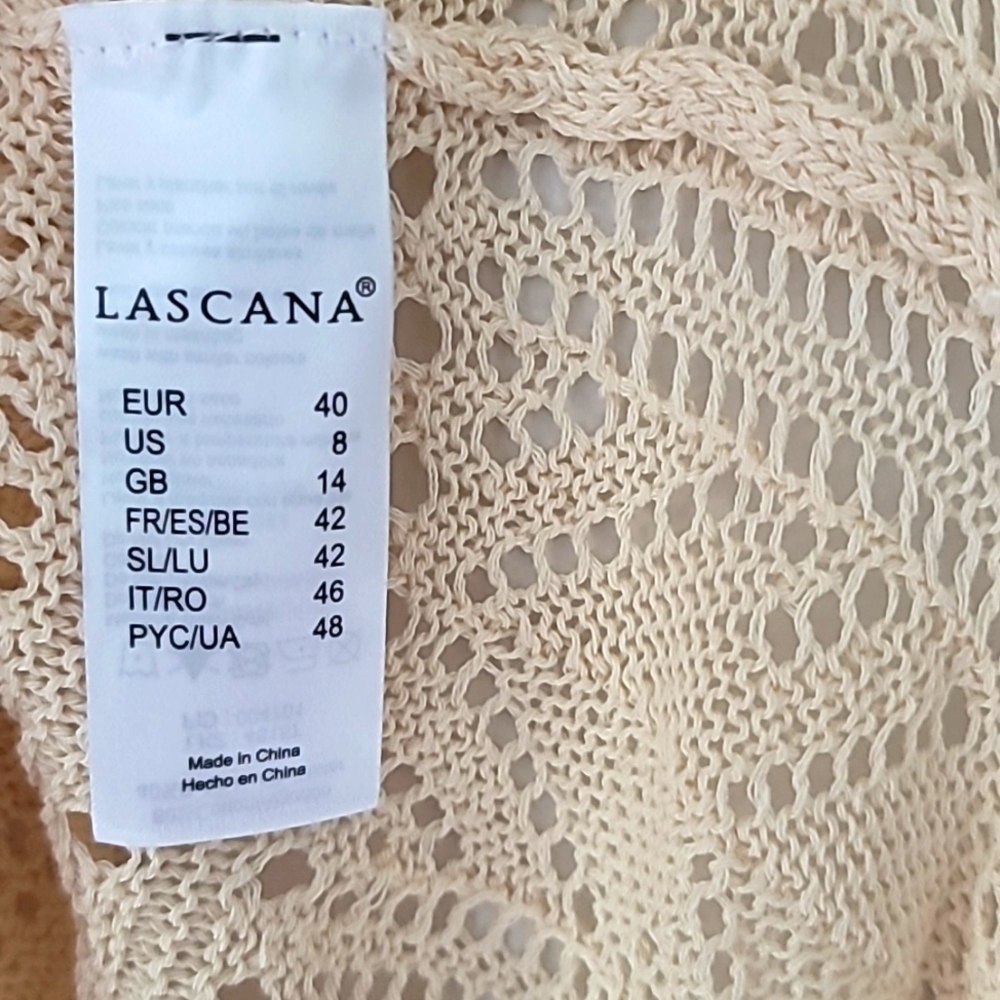 NWT VS LASCANA Semi-sheer Knit Ivory Maxi Dress, Size 8 - Picture 4 of 8